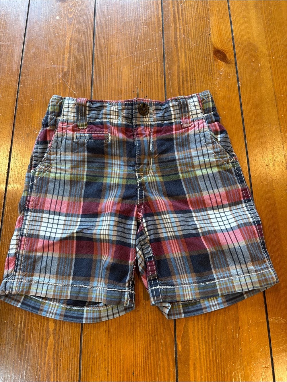 Baby GAP Plaid Cotton Kids Shorts in Navy and Red Madras Print Boys Size 3 EUC